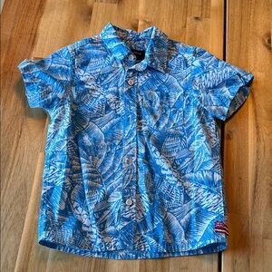 Quiksilver Blue Leaf Pattern Kids Shirt